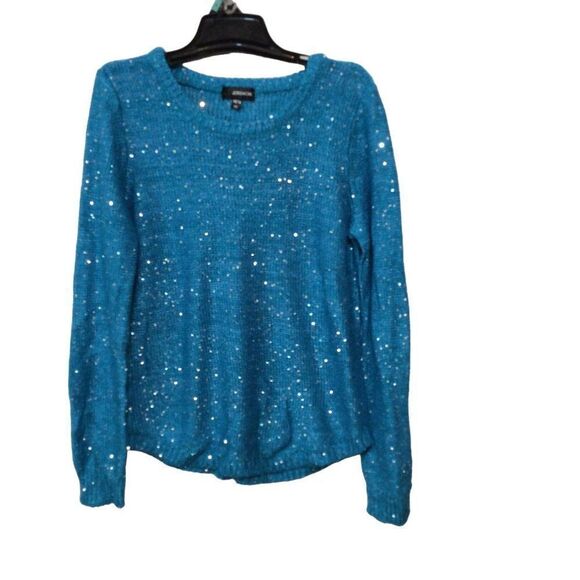 Jordache Other - JORDACHE Girl With Sequins Long Sleeve Sweater 14-16 Blue Polyester And Arcylic